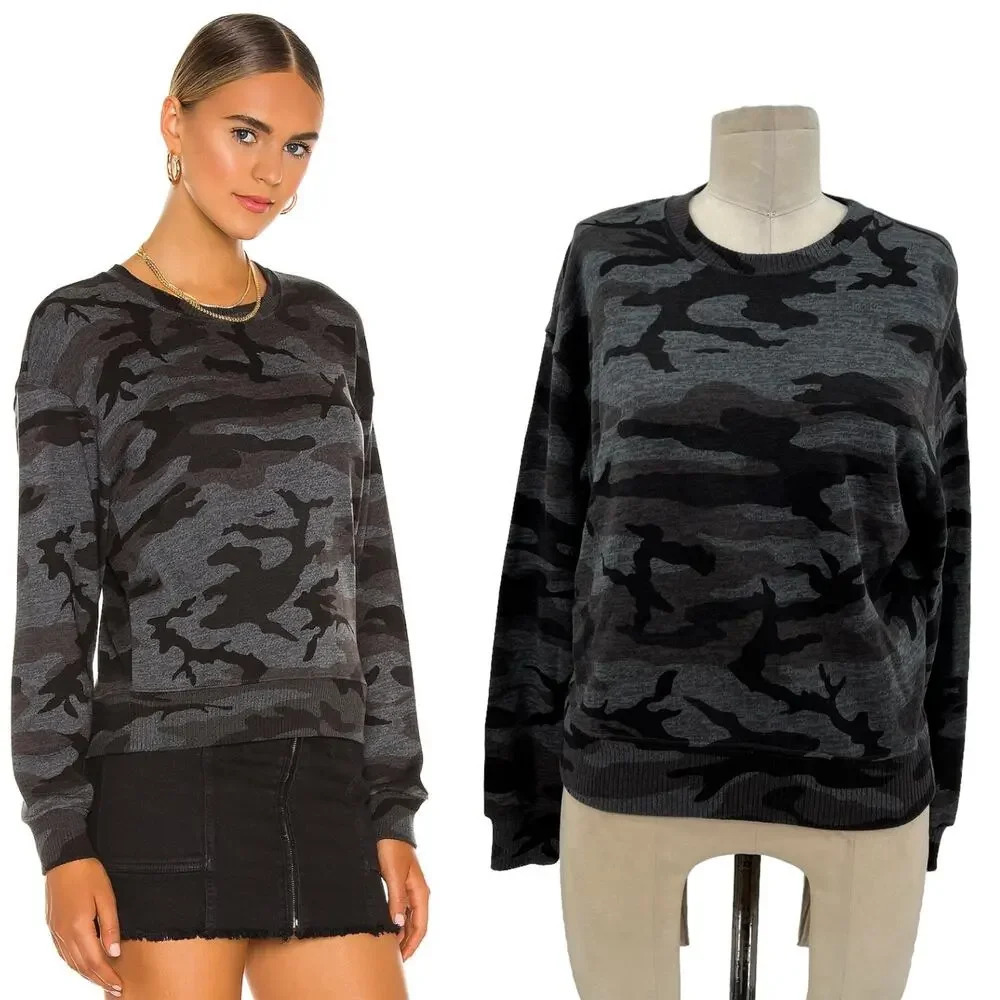 Rails Ramona Sweatshirt Iron Camo Print Gray Black Long Sleeve Size‎ XS